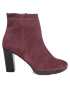 Bottines en Velours de cuir Elise bordeaux - Talon 8.5 cm