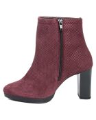 Bottines en Velours de cuir Elise bordeaux - Talon 8.5 cm