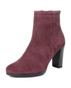 Bottines en Velours de cuir Elise bordeaux - Talon 8.5 cm