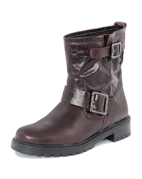 Boots en Cuir Juliette bordeaux