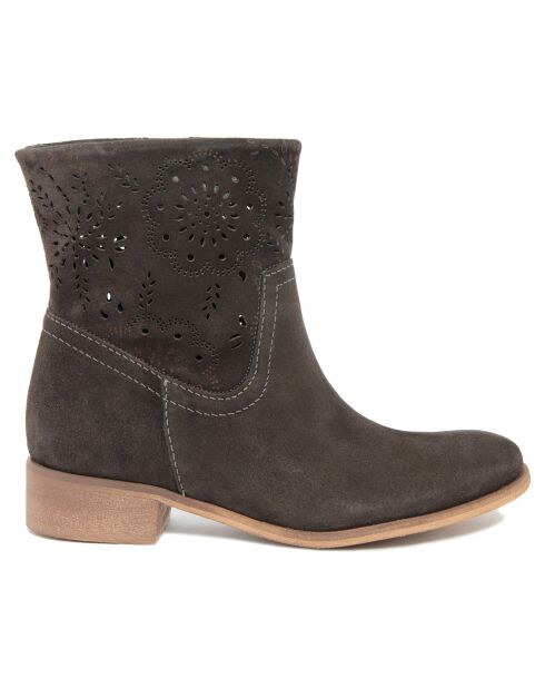 Boots en Velours de cuir Hilona marron