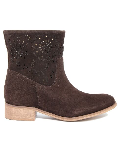 Boots en Velours de cuir Hilona marron