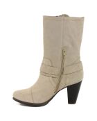 Bottines en Velours de cuir Hortense beiges - Talon 8.5 cm