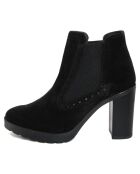 Bottines en Velours de cuir Tess noires - Talon 9 cm