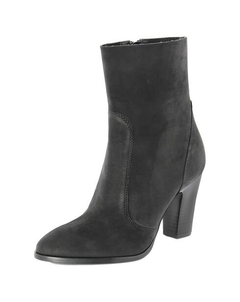 Bottines en Velours de cuir Eglantine noires - Talon 9 cm