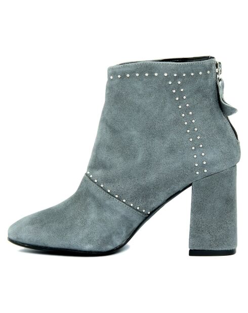 Bottines en Cuir Inès bleues - Talon 8 cm