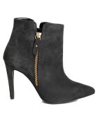 Bottines en Velours de cuir Sofia noires - Talon 10 cm