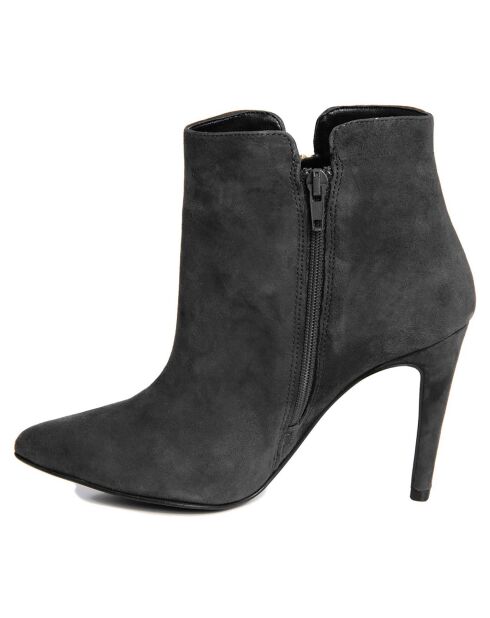 Bottines en Velours de cuir Sofia noires - Talon 10 cm