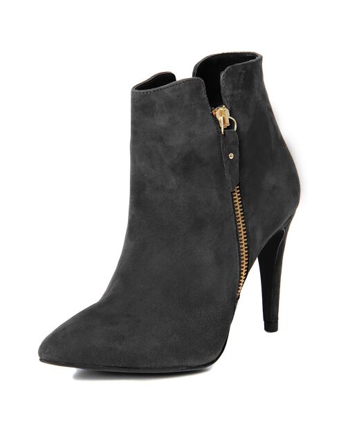 Bottines en Velours de cuir Sofia noires - Talon 10 cm