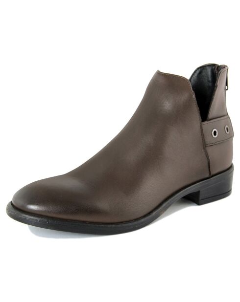 Boots en Cuir Elisa marron