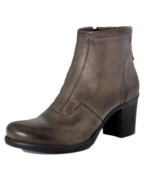 Bottines en Cuir Alma marron - Talon 7 cm