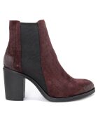 Bottines en Velours de cuir Oceane bordeaux/noir - Talon 8 cm