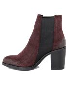 Bottines en Velours de cuir Oceane bordeaux/noir - Talon 8 cm