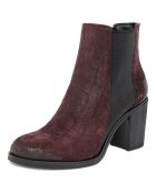 Bottines en Velours de cuir Oceane bordeaux/noir - Talon 8 cm