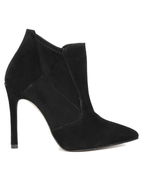 Bottines en Velours de cuir Bérénice noires - Talon 12 cm