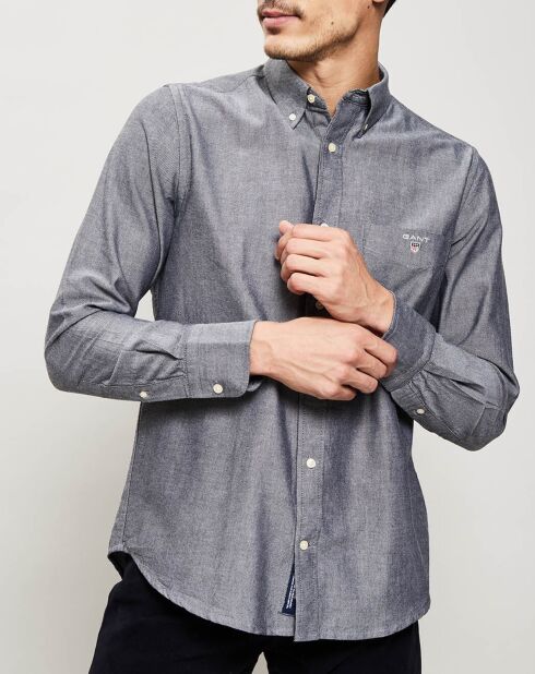 Chemise droite unie gris foncé