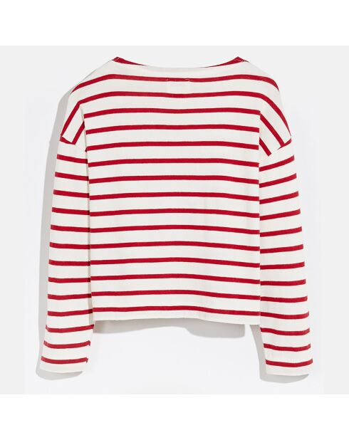 T-Shirt 100% Coton Bio Vailor rayé rouge/blanc