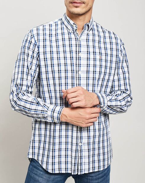 Camicia dritta a quadri bianco/blu/nero
