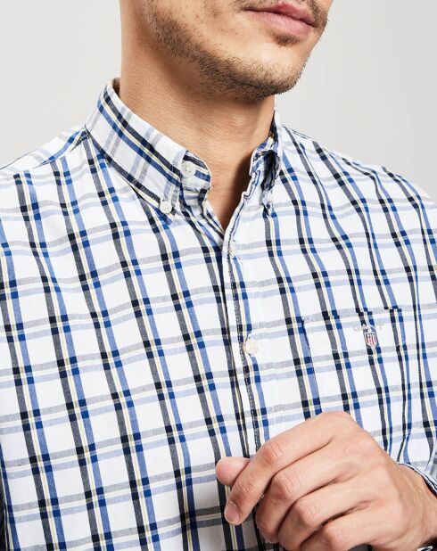 Camicia dritta a quadri bianco/blu/nero