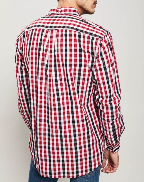 Camicia dritta scozzese rossa/nera/bianca