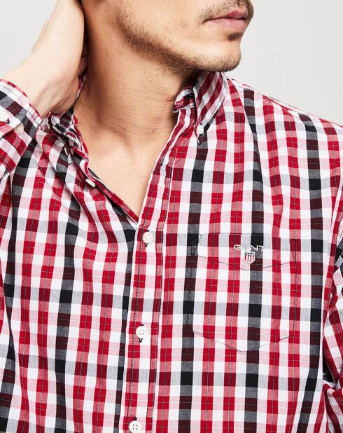 Camicia dritta scozzese rossa/nera/bianca