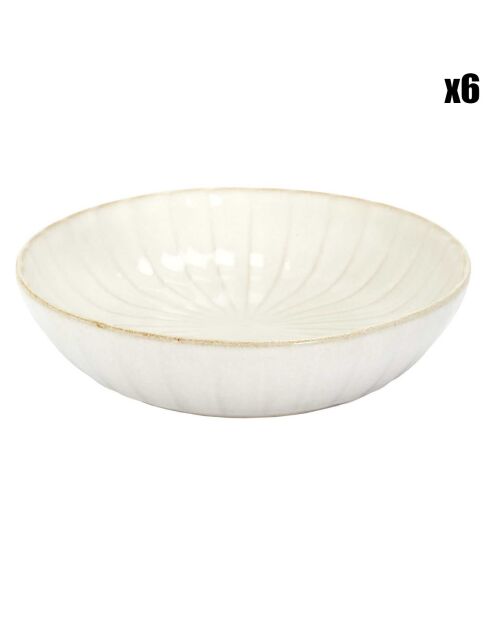 6 assiettes creuses vlora beiges - D.20x5.3 cm