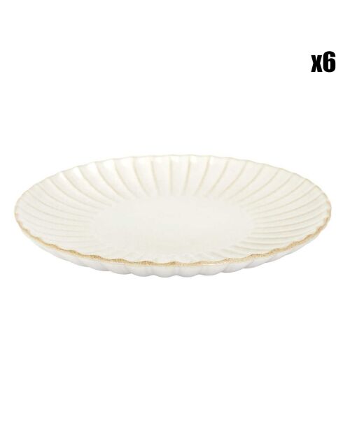 6 assiettes plates vlora beiges - D.27 cm