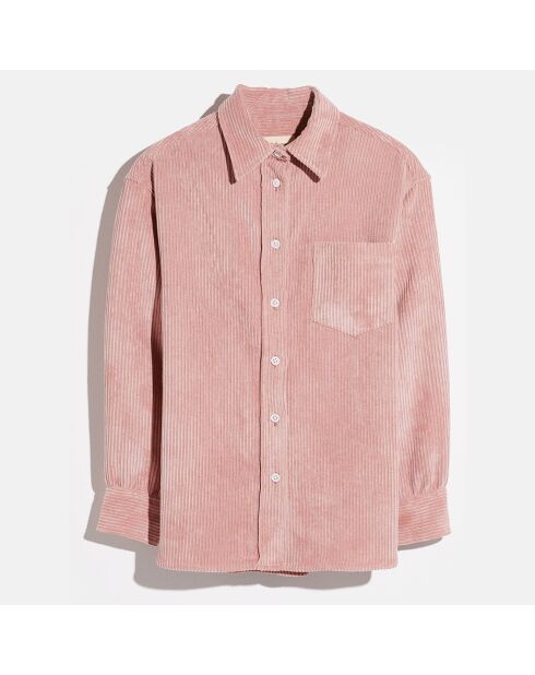 Chemise en Velours côtelé Ironie rose pâle