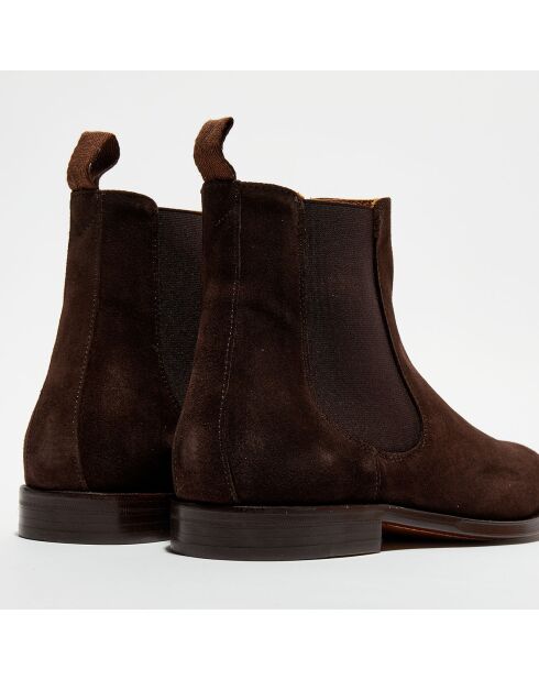 Chelsea Boots en Velours de Cuir marron