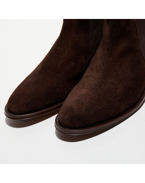 Chelsea Boots en Velours de Cuir marron