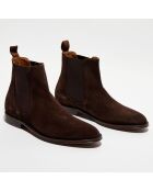 Chelsea Boots en Velours de Cuir marron