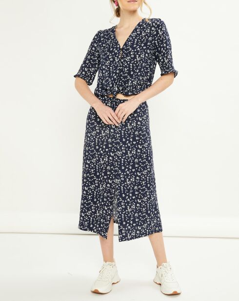 Chemise  à nouer Alaise imprimée marine