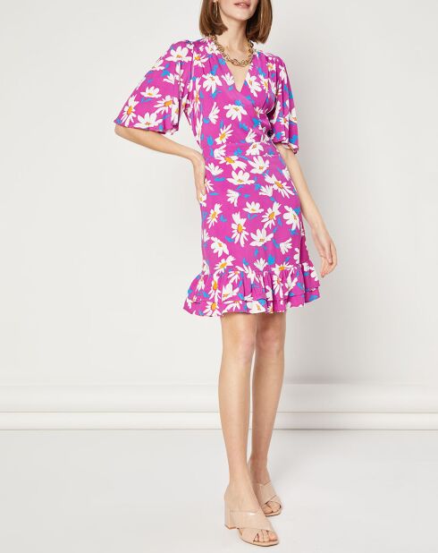 Iselda lila Kleid mit Gänseblümchen-Print