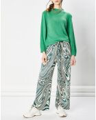 Pantalon fluide satiné Iwa psyché vert/beige