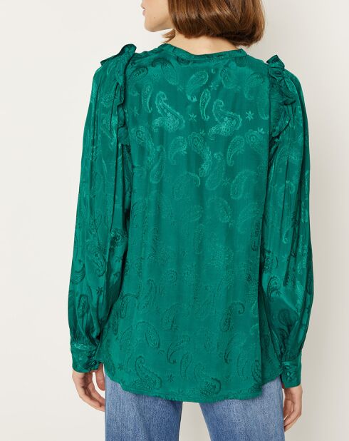 Chemise Izana motifs ton sur ton verte