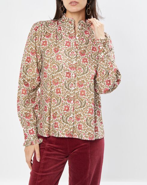 Chemise Kavita jaidpur kaki/rose