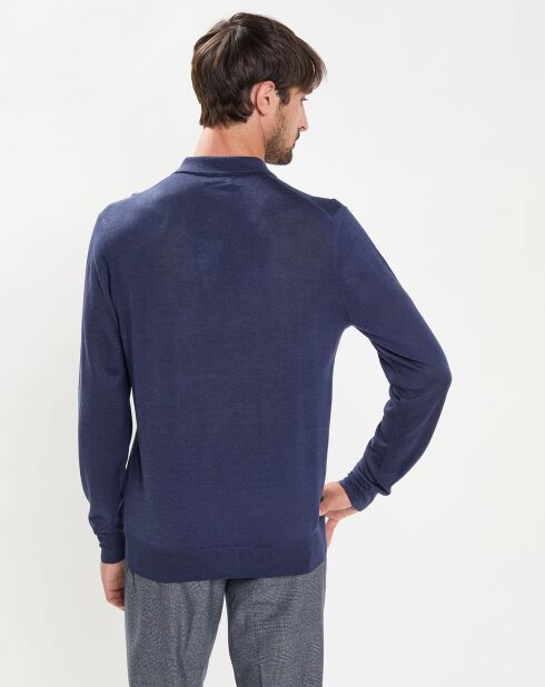 Pull en Laine & Soie col polo bleu