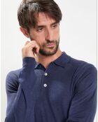 Pull en Laine & Soie col polo bleu