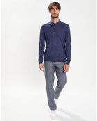 Pull en Laine & Soie col polo bleu