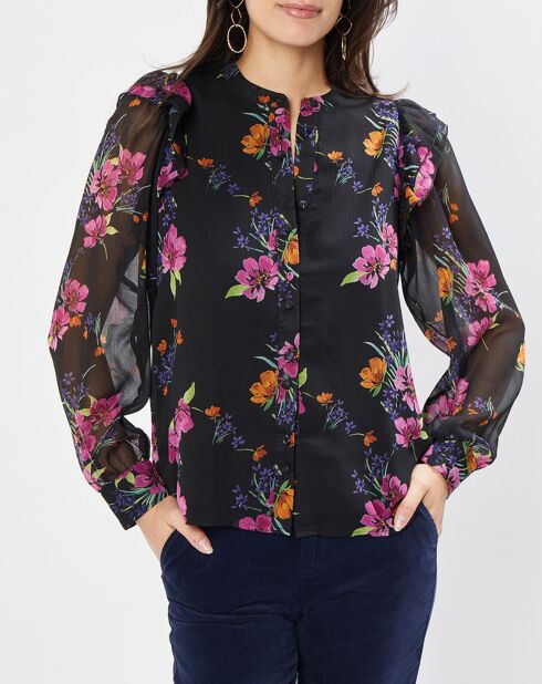 Chemise Panas bouquet noire