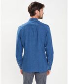 Chemise Slim Fit en Lin & Coton Saharien bleu moyen