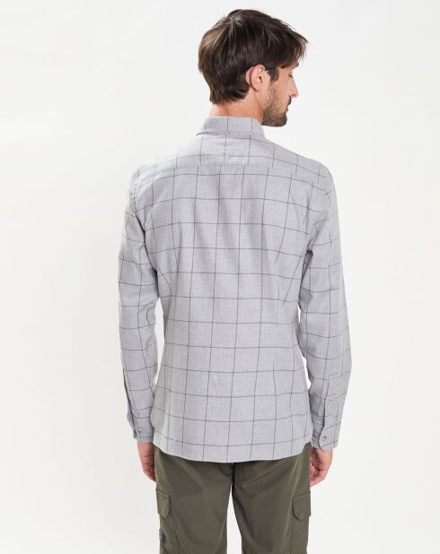 Chemise Slim Fit en Flanelle à carreaux gris clair