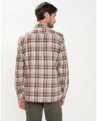 Chemise Slim Fit en Flanelle Tartan beige/rouge/kaki