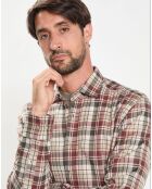 Chemise Slim Fit en Flanelle Tartan beige/rouge/kaki