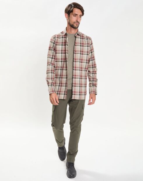 Chemise Slim Fit en Flanelle Tartan beige/rouge/kaki