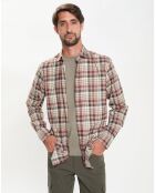 Chemise Slim Fit en Flanelle Tartan beige/rouge/kaki