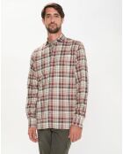 Chemise Slim Fit en Flanelle Tartan beige/rouge/kaki