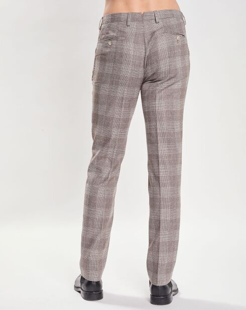 Pantalon en Laine mélangée imprimé Prince de Galles beige