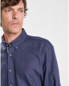 Chemise Slim Fit en Flanelle unie bleu moyen