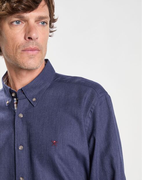 Chemise Slim Fit en Flanelle unie bleu moyen